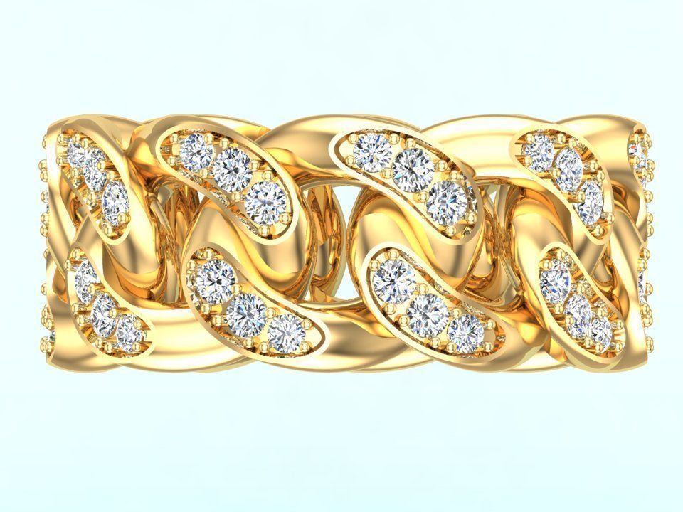 Chain ring - Miami Cuban ring - Link ring - Size 08 3D print model_9