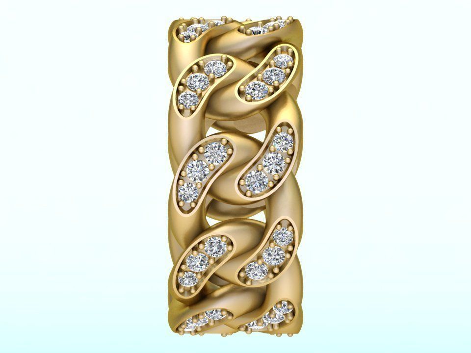 Chain ring - Miami Cuban ring - Link ring - Size 08 3D print model_7