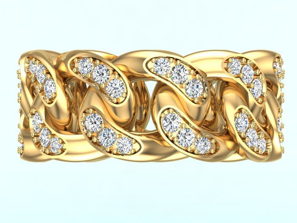 Chain ring - Miami Cuban ring - Link ring - Size 08 3D print model_3