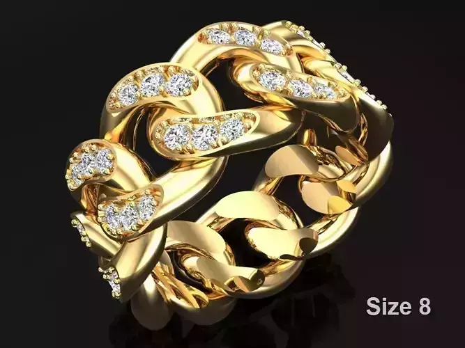 Chain ring - Miami Cuban ring - Link ring - Size 08 3D print model Chain ring - Miami Cuban ring - Link ring - Size 08 3D print model