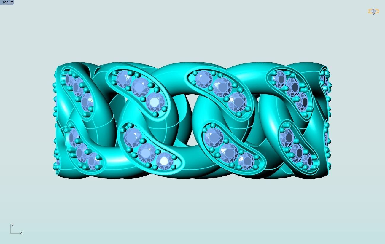 Chain ring - Miami Cuban ring - Link ring - Size 08 3D print model_11