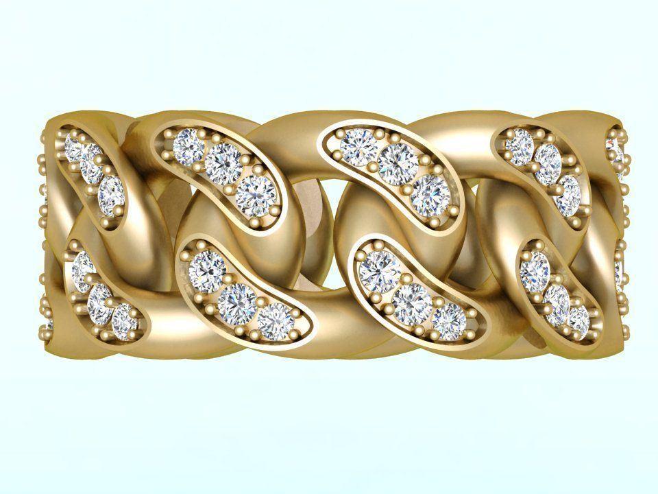 Chain ring - Miami Cuban ring - Link ring - Size 08 3D print model_4