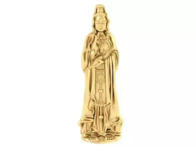 High Detail Standing Guanyin Statue 3D Model  2273
