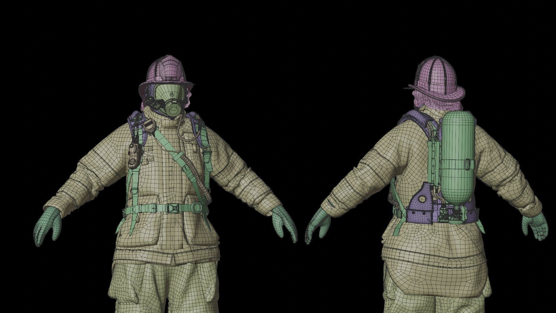 FIRE FIGHTER Modern USA 3D model_14