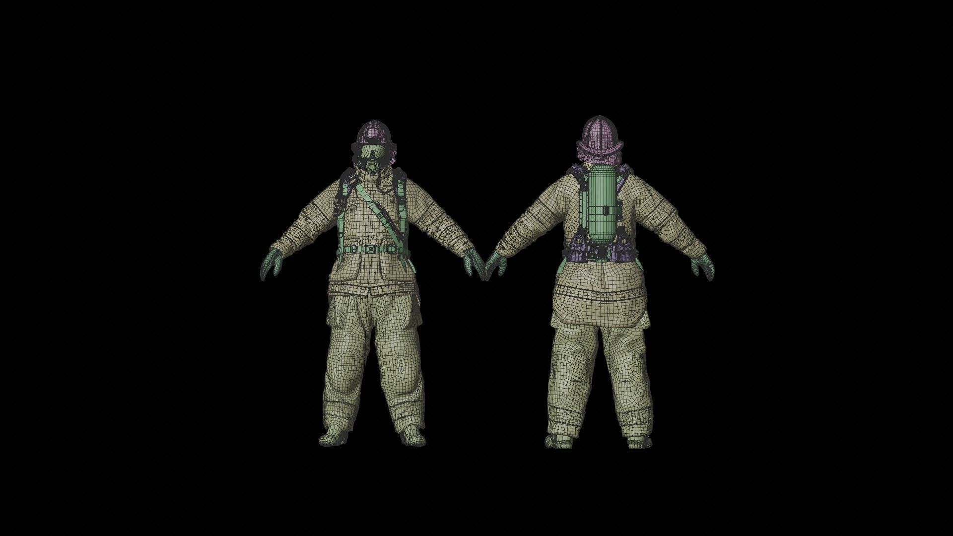 FIRE FIGHTER Modern USA 3D model_12