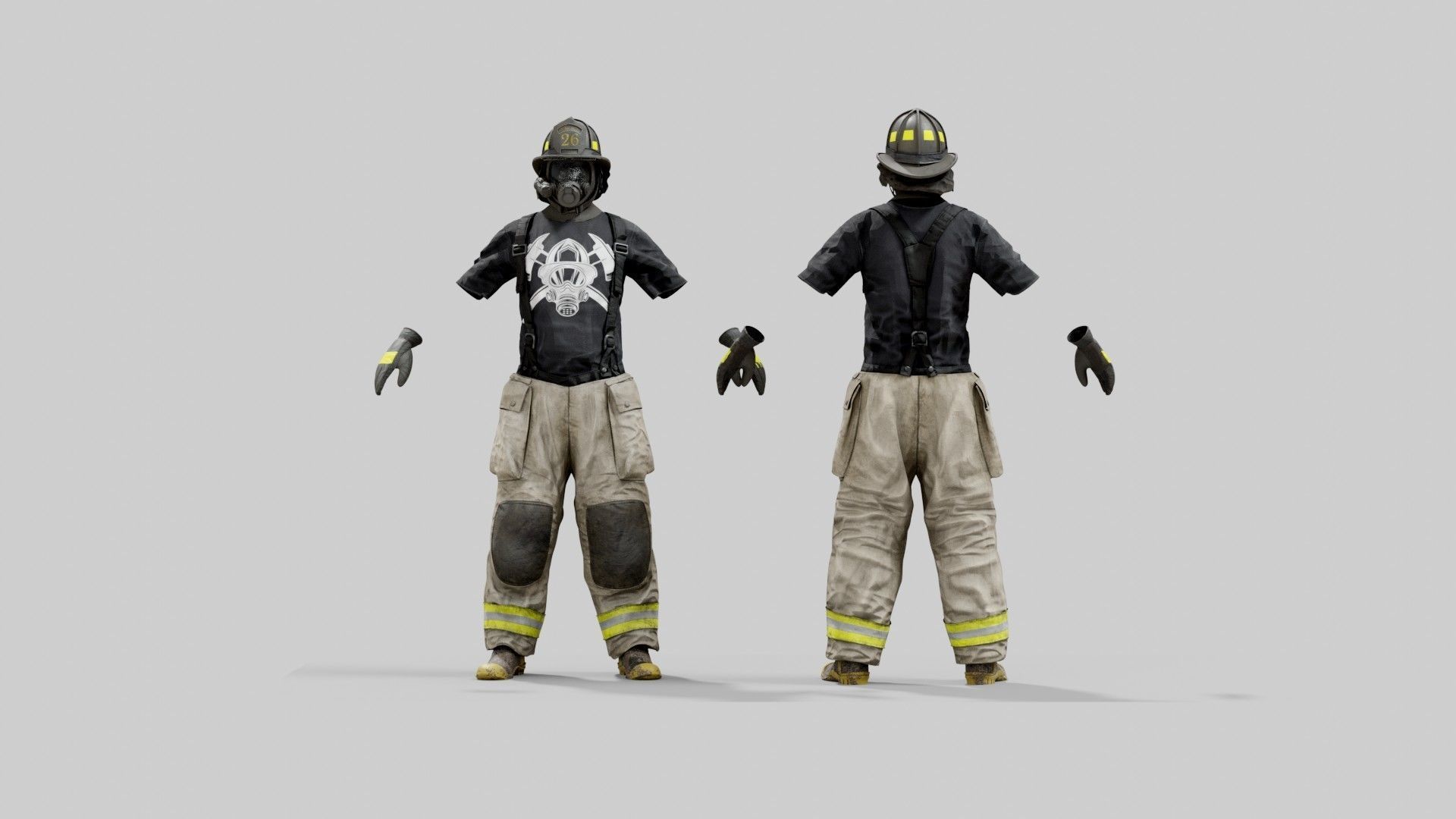 FIRE FIGHTER Modern USA 3D model_2