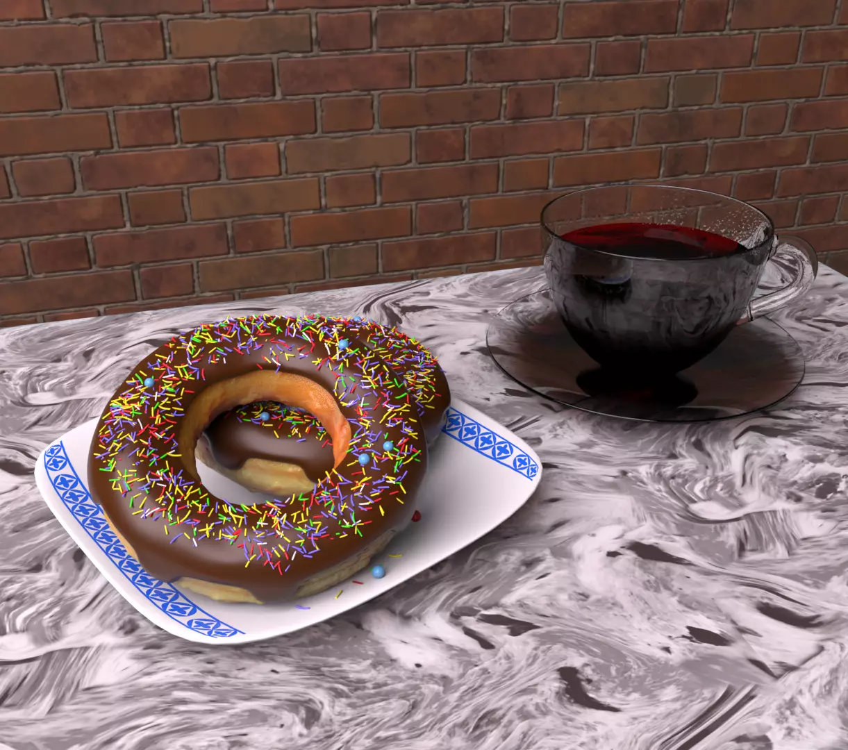 Donuts and Coffee 3D model_0