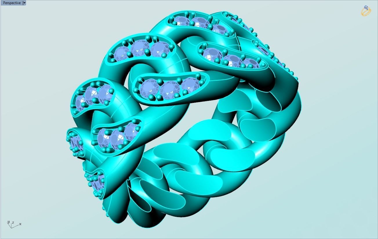 Chain ring - Miami Cuban ring - Link ring - Size 07 3D print model_11