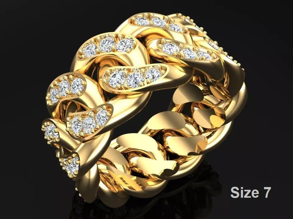 Chain ring - Miami Cuban ring - Link ring - Size 07 3D print model_0
