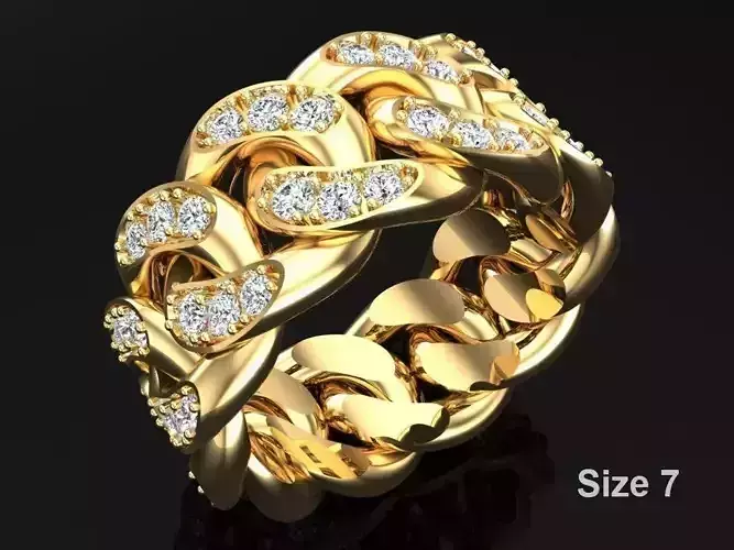Chain ring - Miami Cuban ring - Link ring - Size 07 3D print model Chain ring - Miami Cuban ring - Link ring - Size 07 3D print model