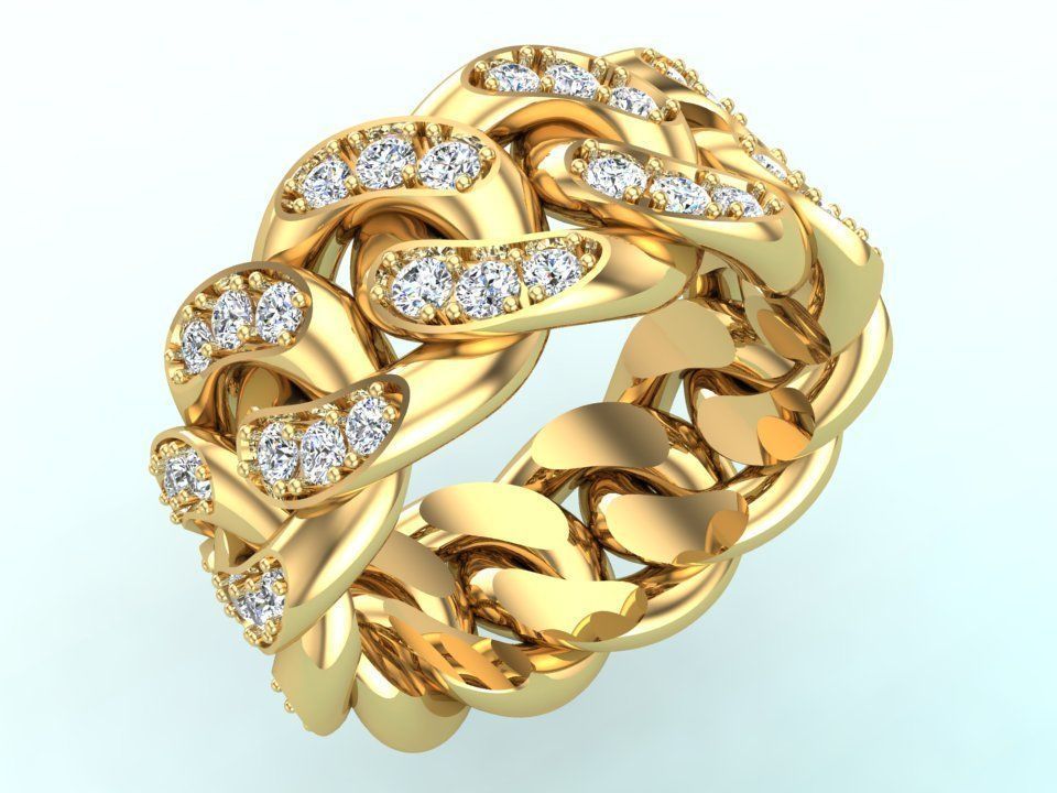 Chain ring - Miami Cuban ring - Link ring - Size 07 3D print model_1