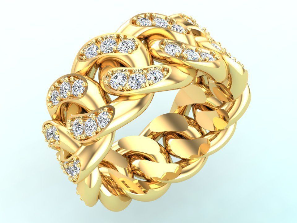 Chain ring - Miami Cuban ring - Link ring - Size 07 3D print model_2