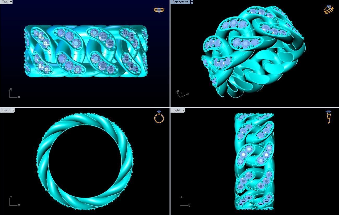 Chain ring - Miami Cuban ring - Link ring - Size 07 3D print model_5
