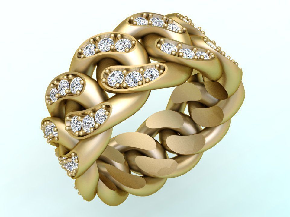 Chain ring - Miami Cuban ring - Link ring - Size 07 3D print model_3