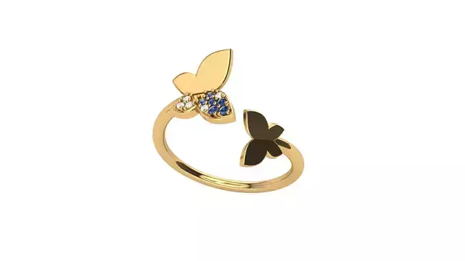 Butterfly-Ring gold butterfly ring with sapphires