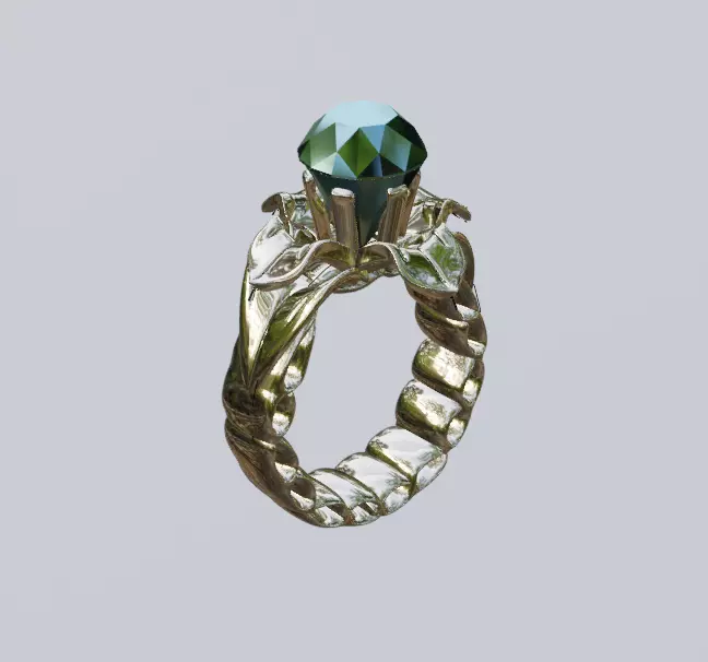 Finger gold ring with diamond 3D print model