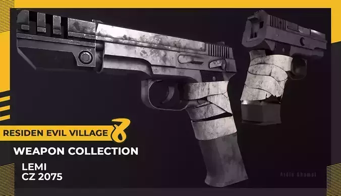Resident Evil 8 Village Lemi pistol simple and custom hand gun Low-poly 3D model