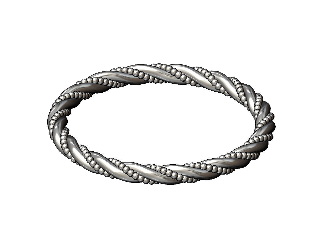 Thin braided bead motif stacker band US sizes 5to9 3D print model_6