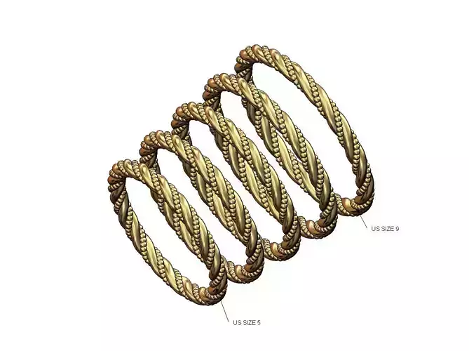 Thin braided bead motif stacker band US sizes 5to9