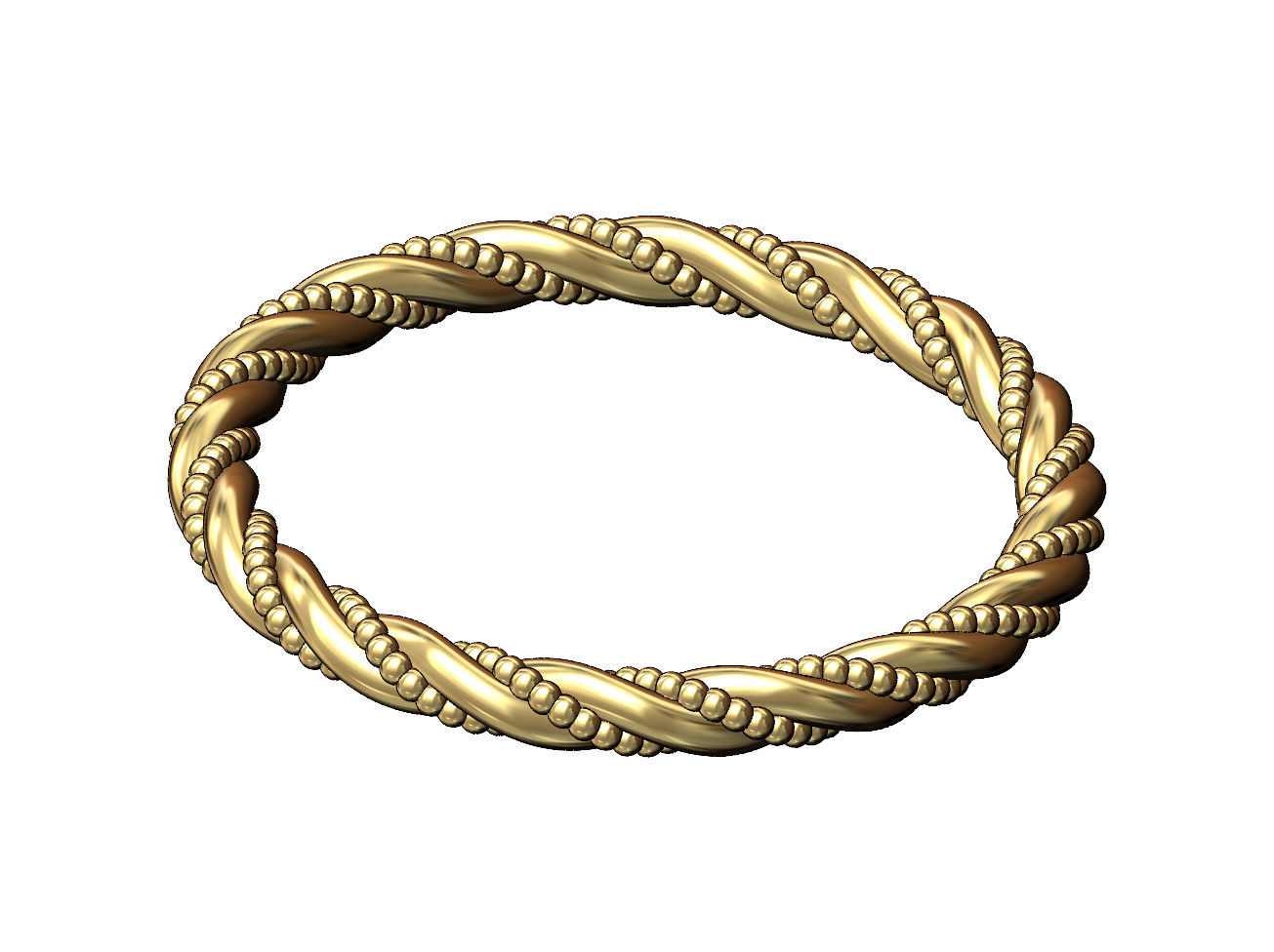 Thin braided bead motif stacker band US sizes 5to9 3D print model_3