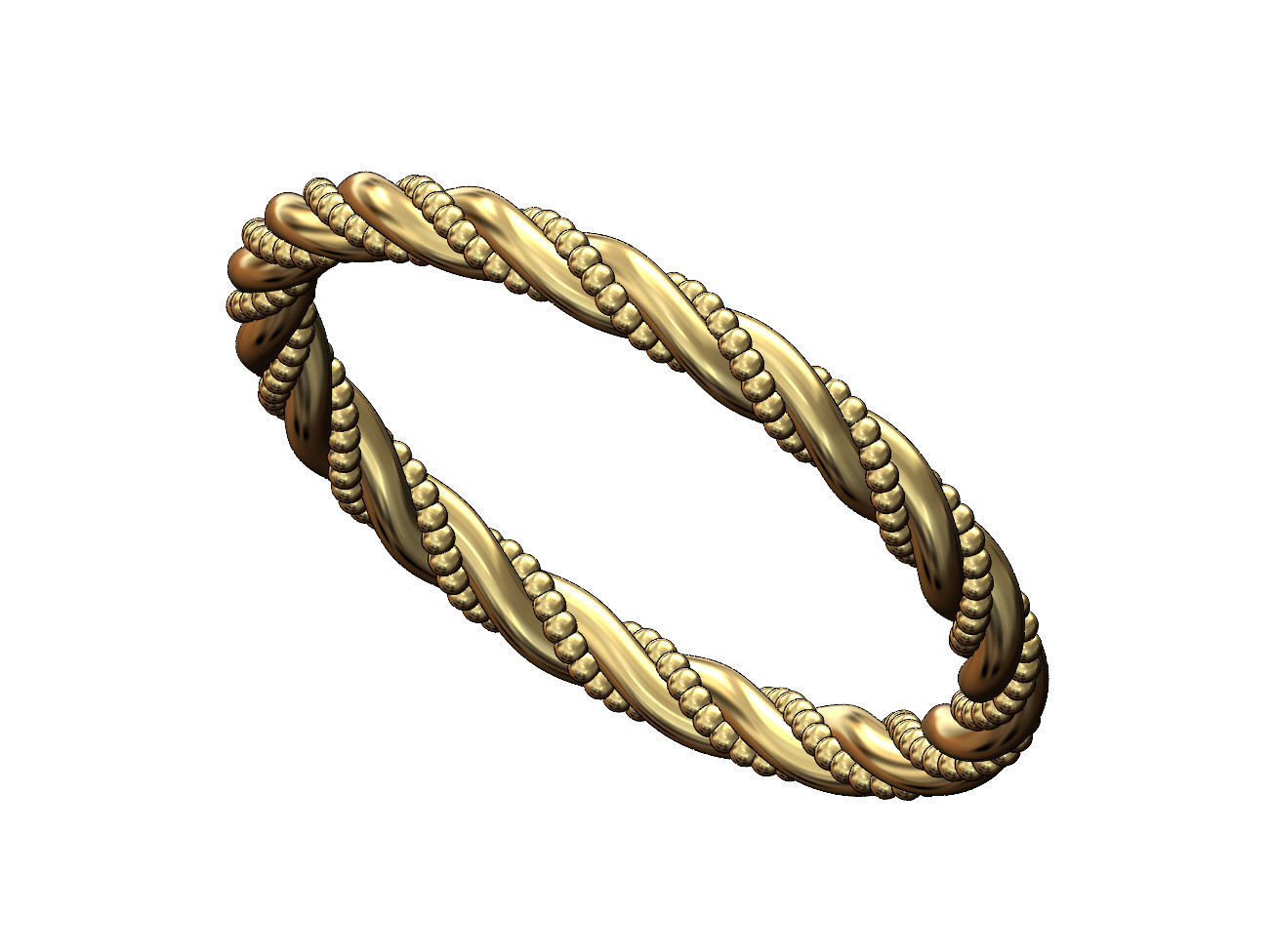 Thin braided bead motif stacker band US sizes 5to9 3D print model_2