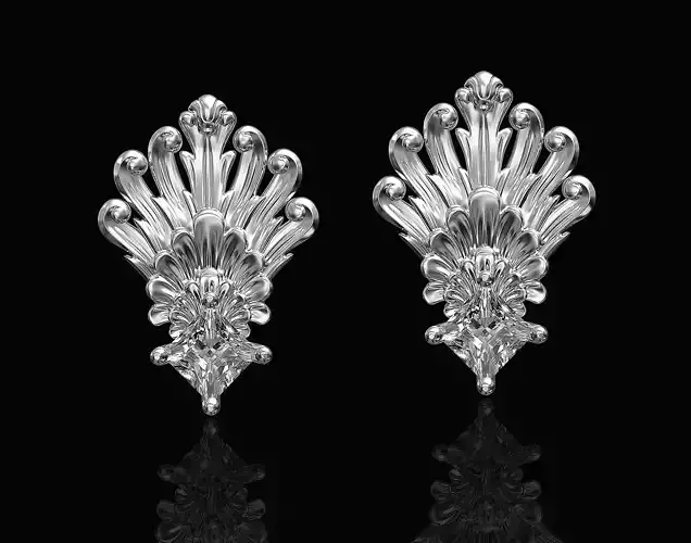 Artistic peacock tail earrings 3D print model