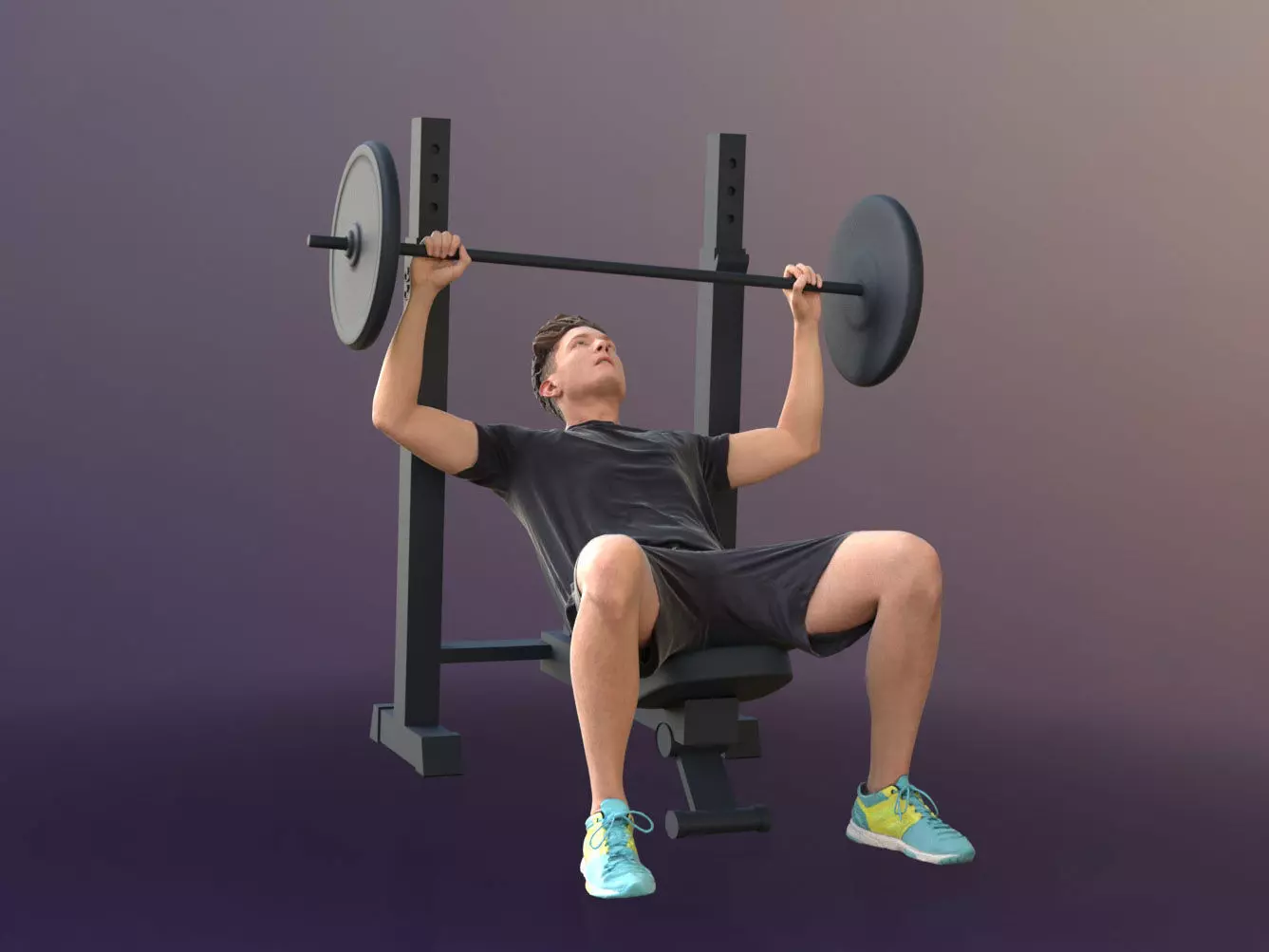 Dan 20043-06 - Animated Sports Man workout benchpress 3D model_0