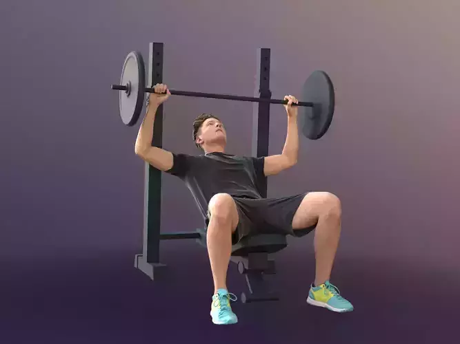 Dan 20043-06 - Animated Sports Man workout benchpress 3D model