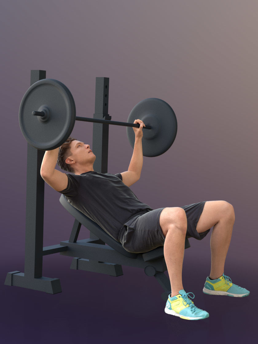Dan 20043-06 - Animated Sports Man workout benchpress 3D model_3