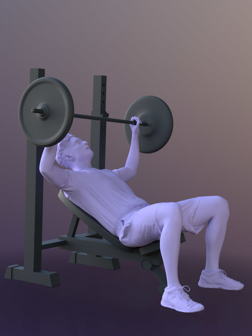 Dan 20043-06 - Animated Sports Man workout benchpress 3D model_5