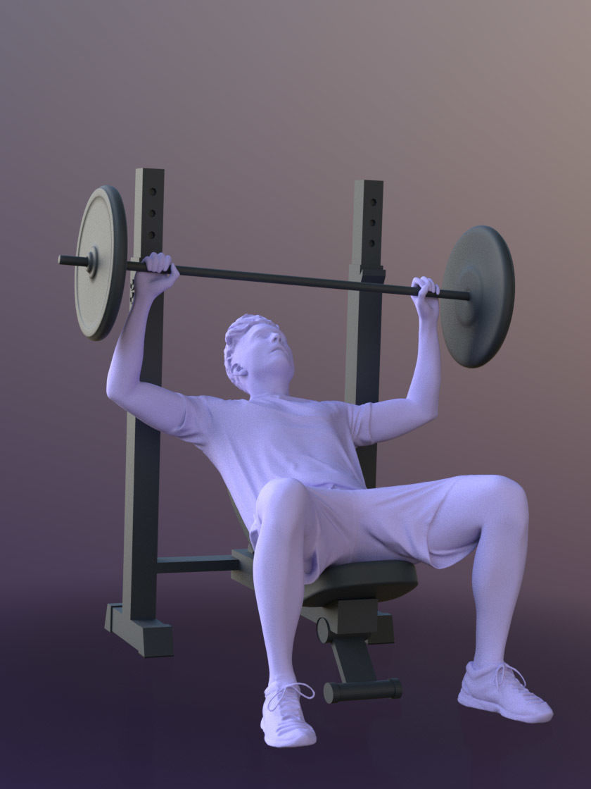 Dan 20043-06 - Animated Sports Man workout benchpress 3D model_4