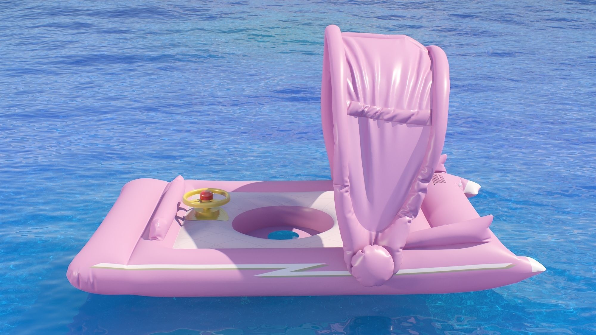 Funboy inflatable luxury pink car baby float 3D model_8