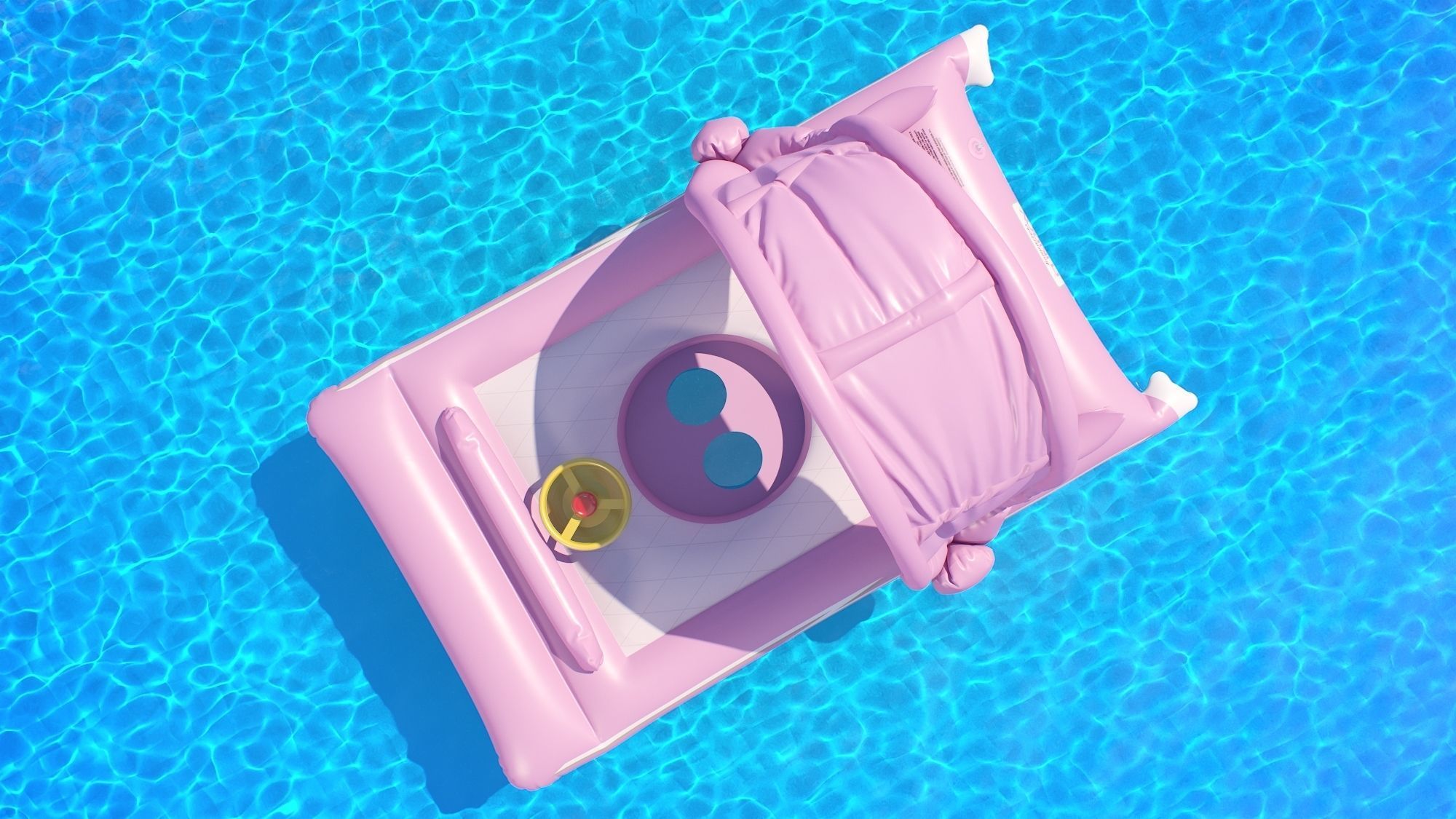 Funboy inflatable luxury pink car baby float 3D model_2