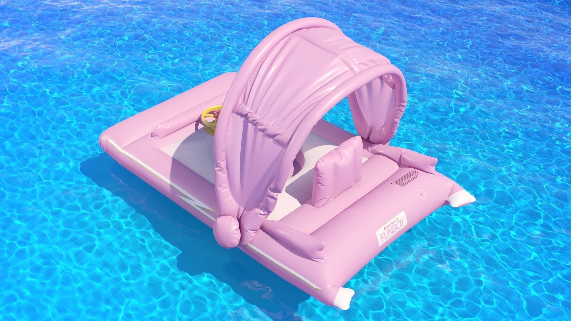 Funboy inflatable luxury pink car baby float 3D model_4