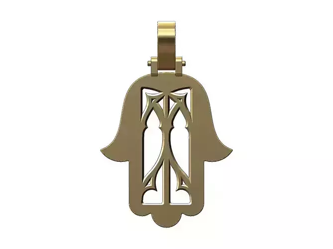 Gothic engraving Hand of Fatima Hamssa pendant
