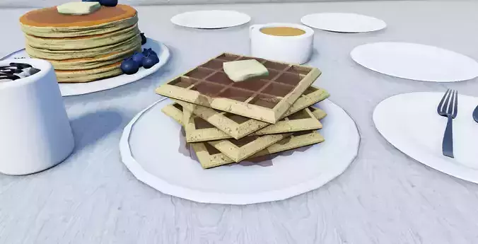 Waffles stack of on plate