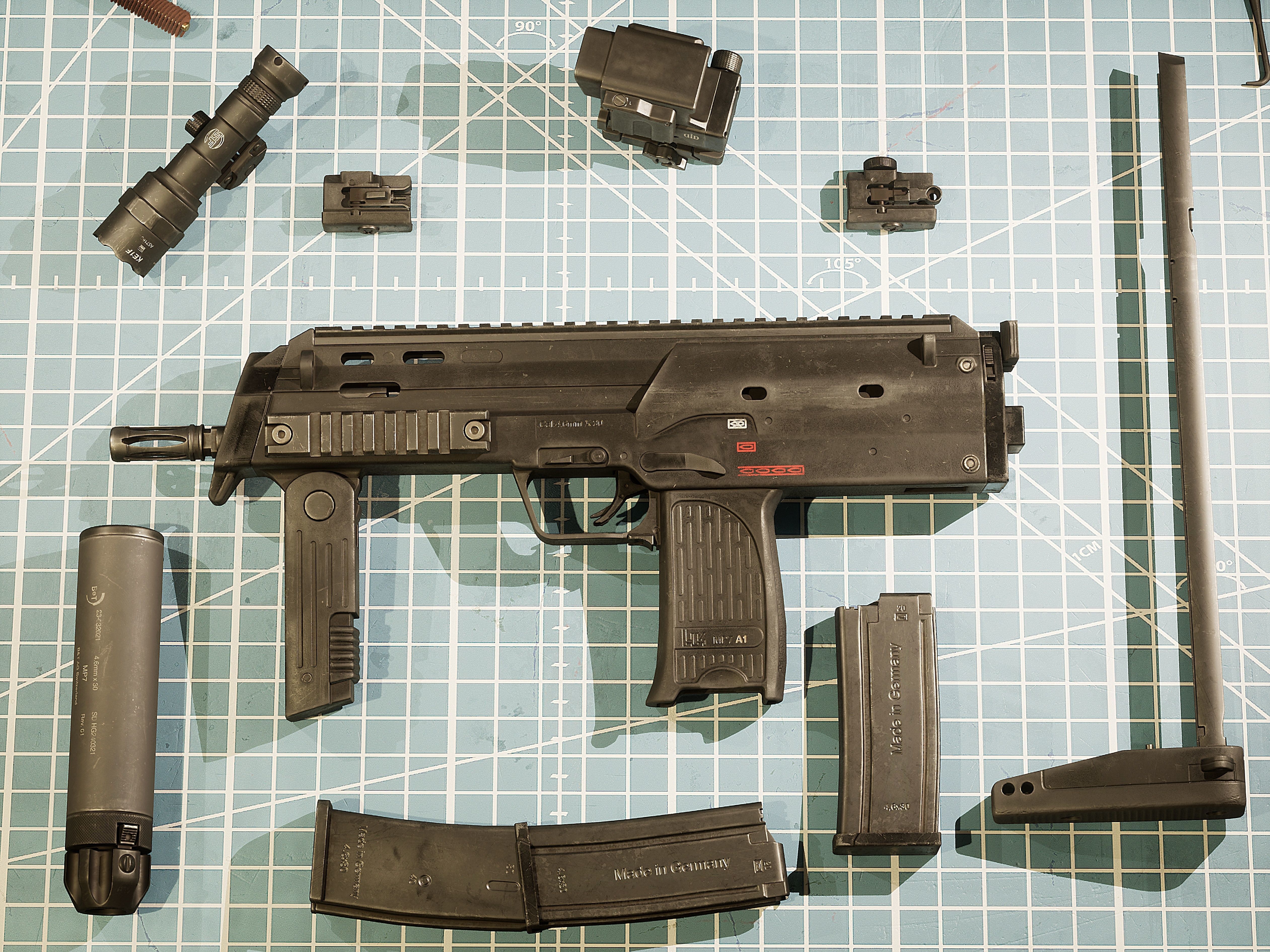 HK MP7A1 Low-poly 3D model_3