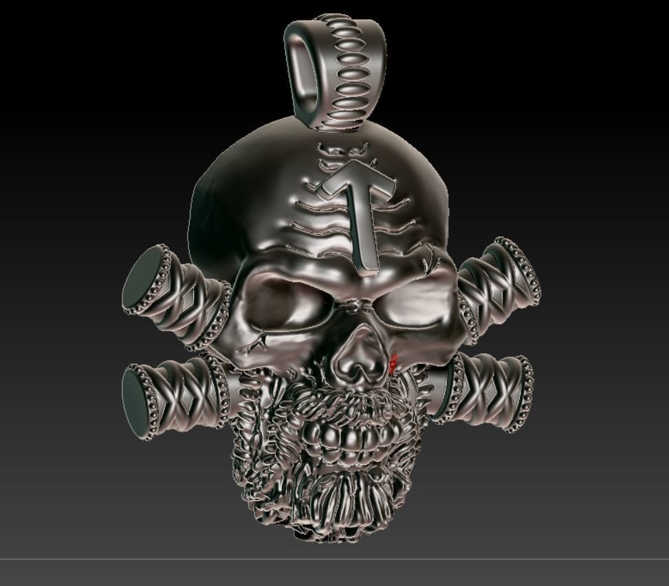 skull with teiwaz rune 3D print model_3