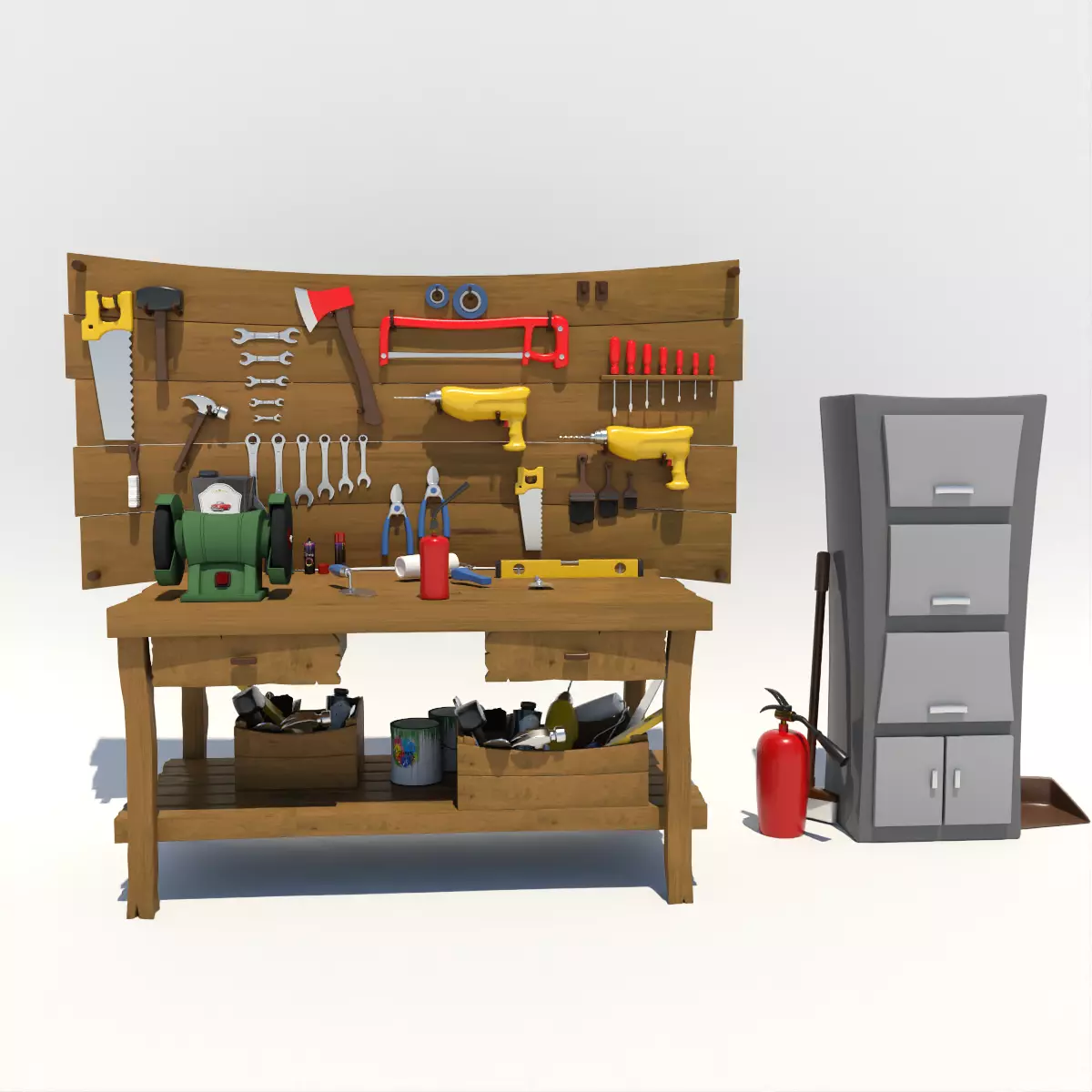 Cartoon Hand Tool Set 3D model_0