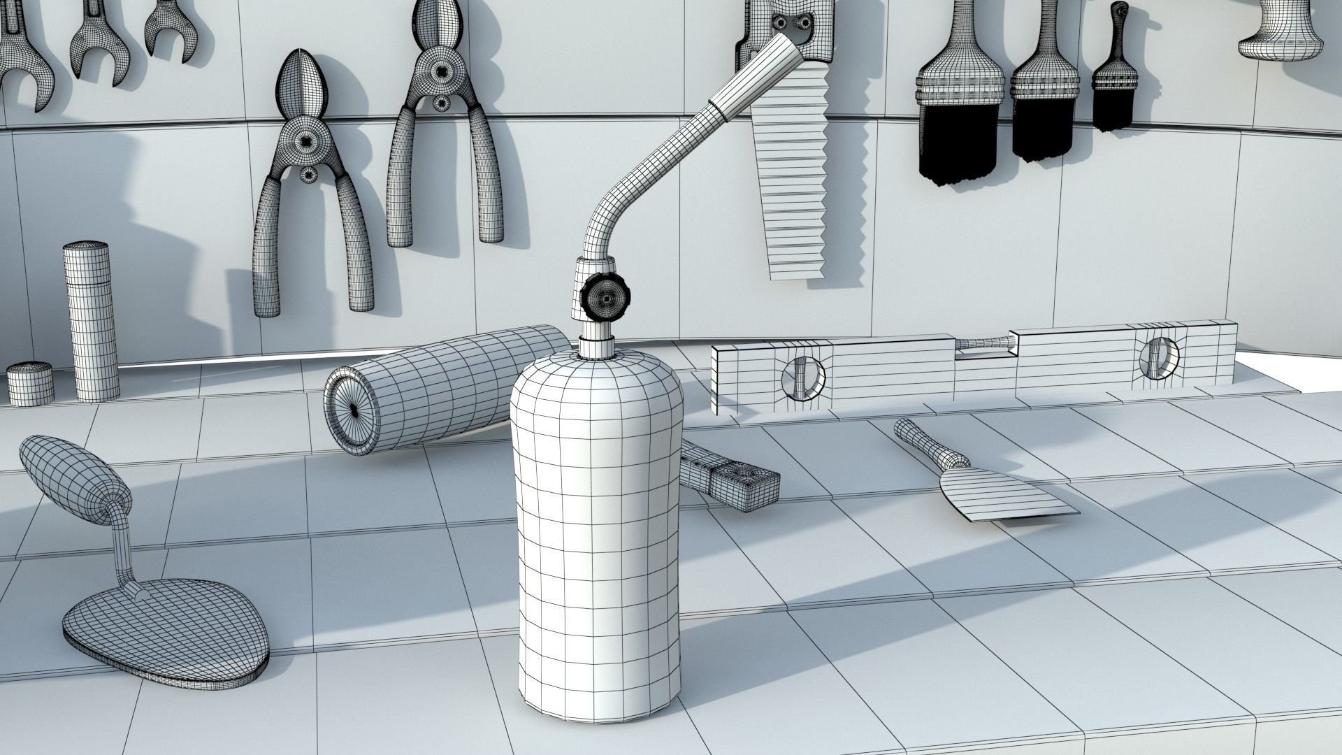 Cartoon Hand Tool Set 3D model_35