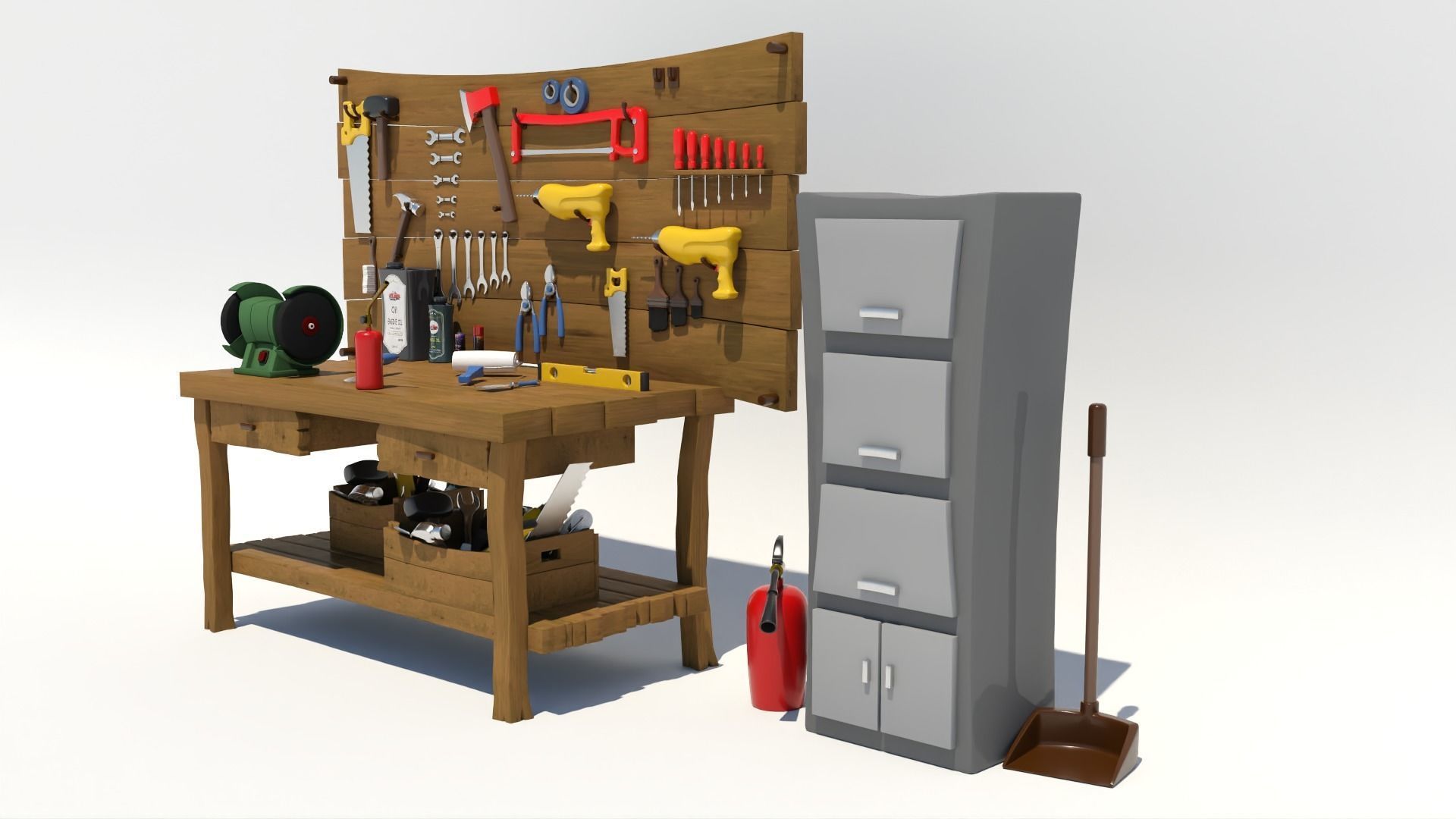 Cartoon Hand Tool Set 3D model_3