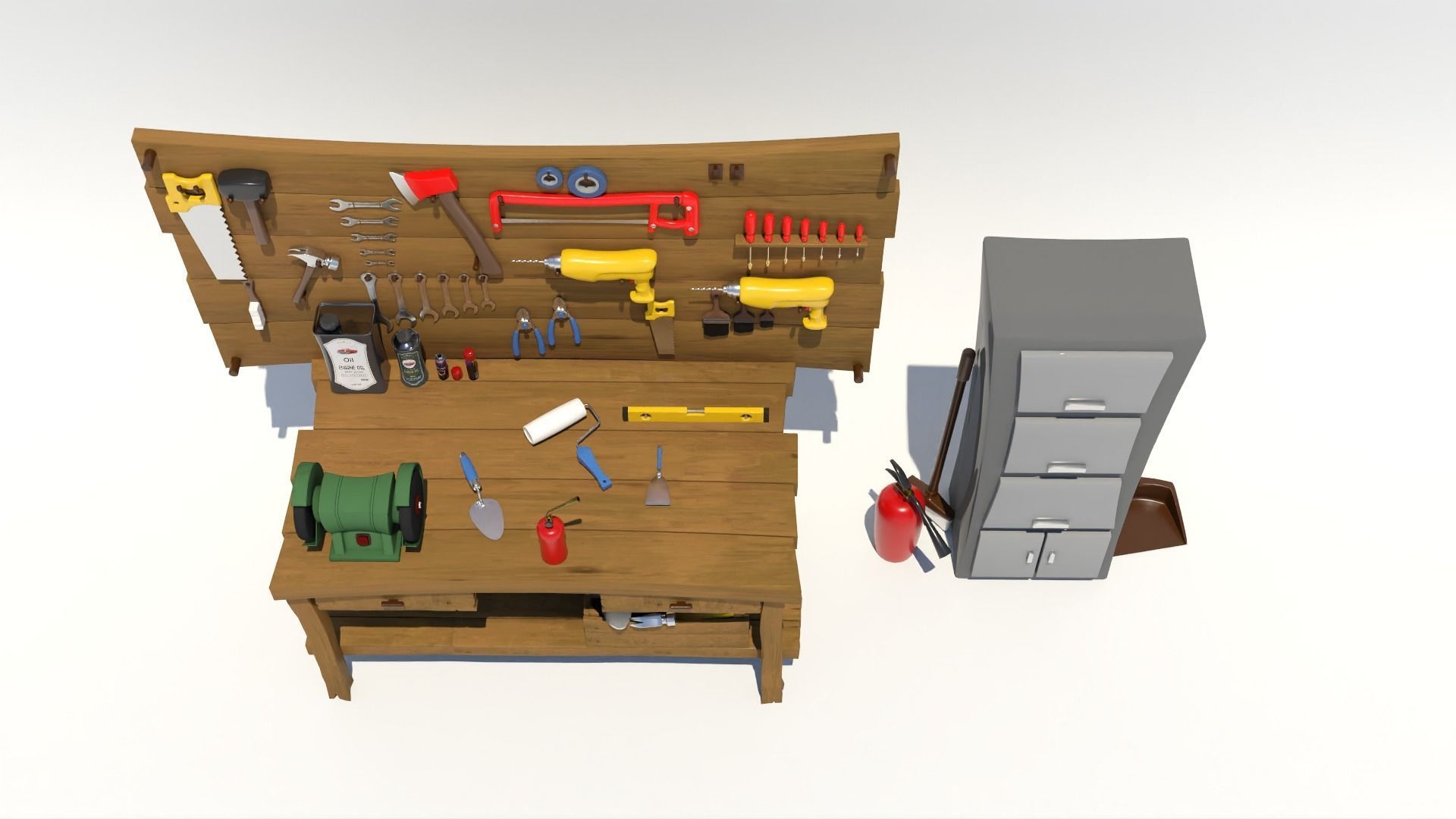 Cartoon Hand Tool Set 3D model_4