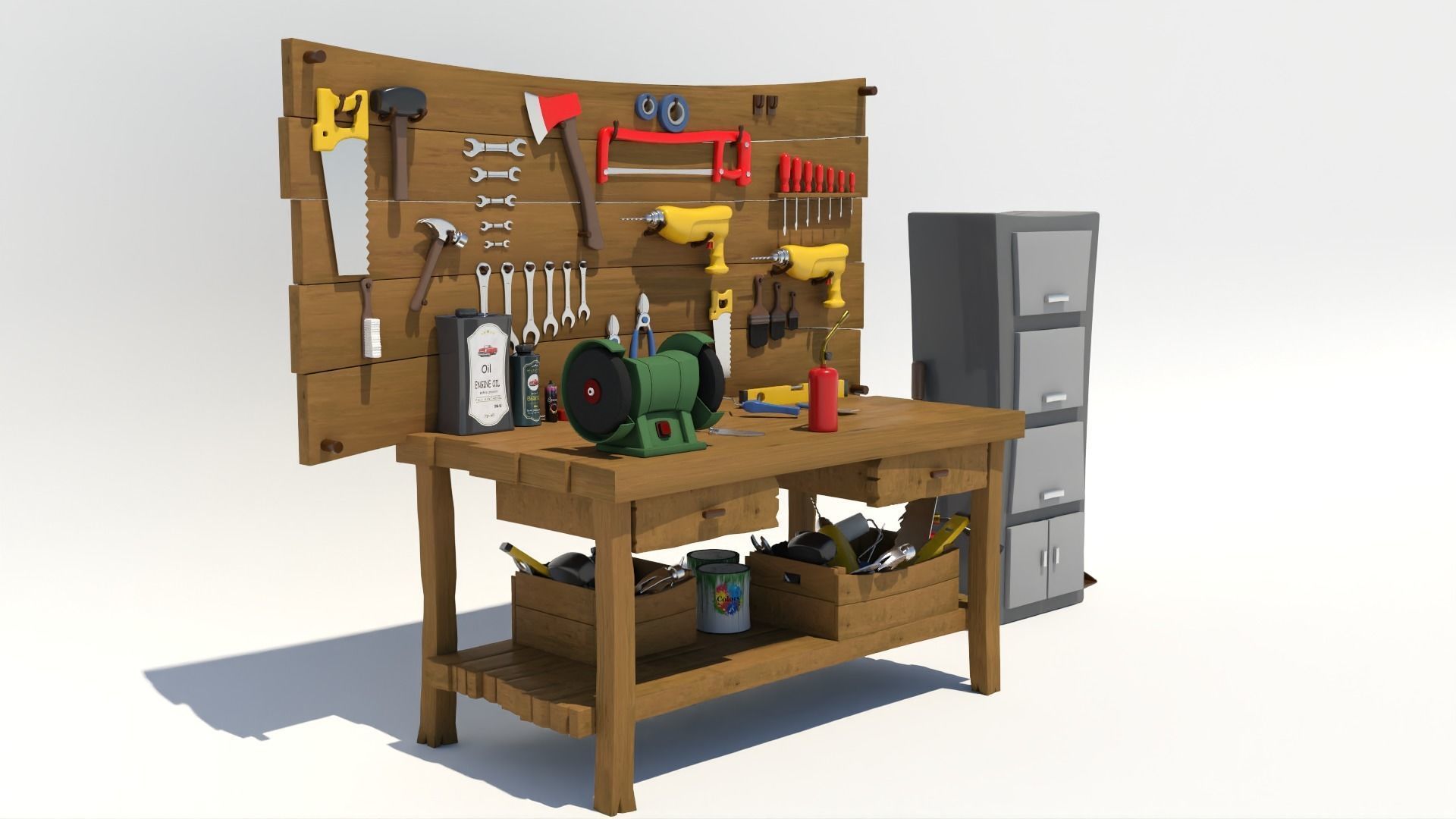 Cartoon Hand Tool Set 3D model_2