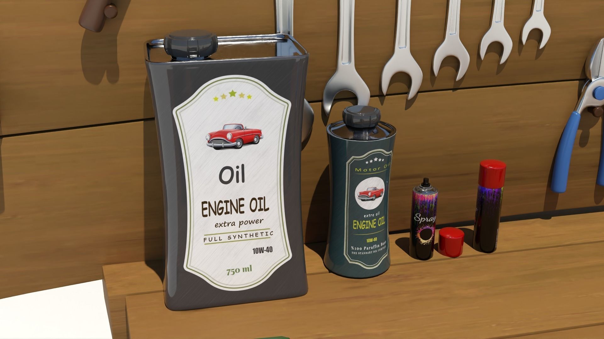 Cartoon Hand Tool Set 3D model_10