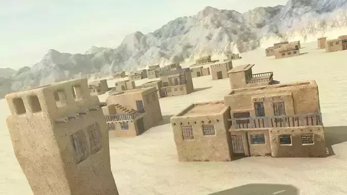 Mud houses with enviroment