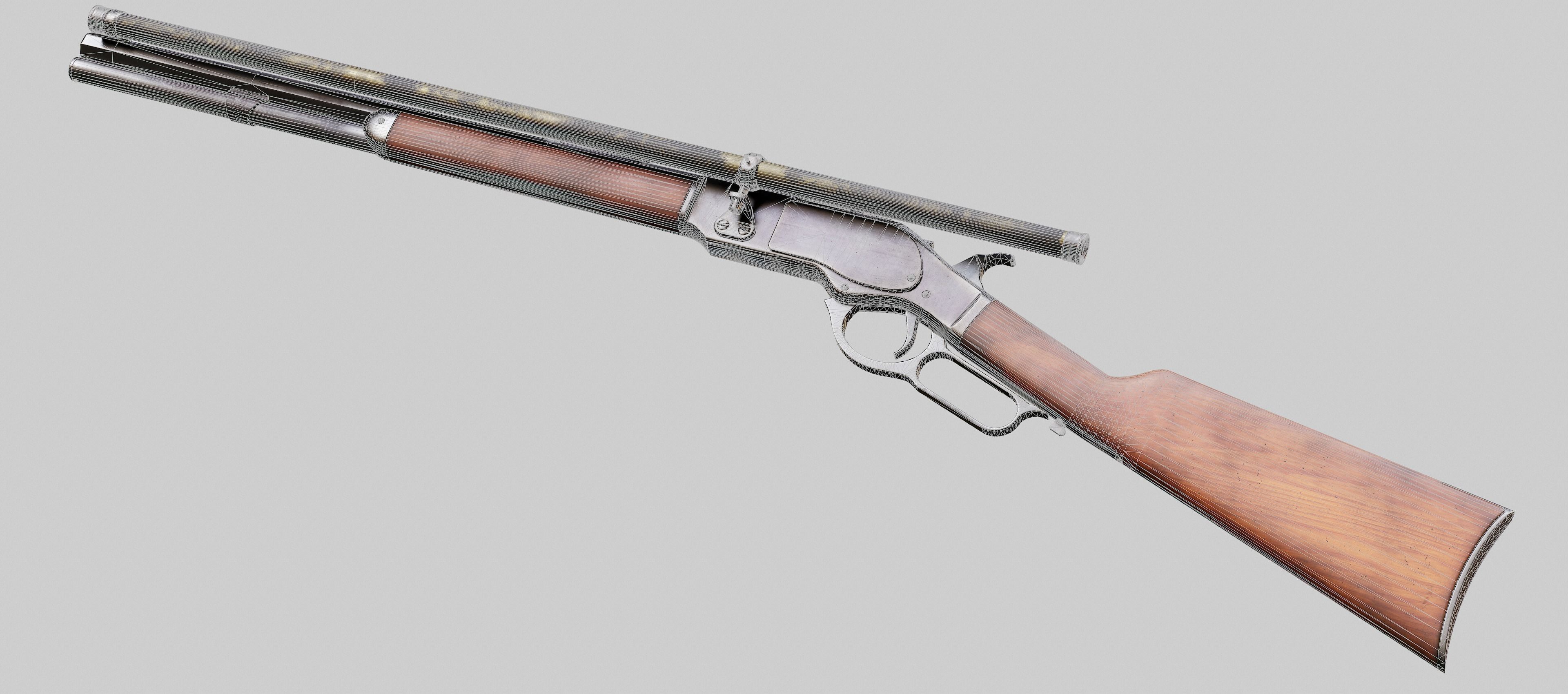 Winchester Model 1873 - Lever Action Rifle Low-poly 3D model_7