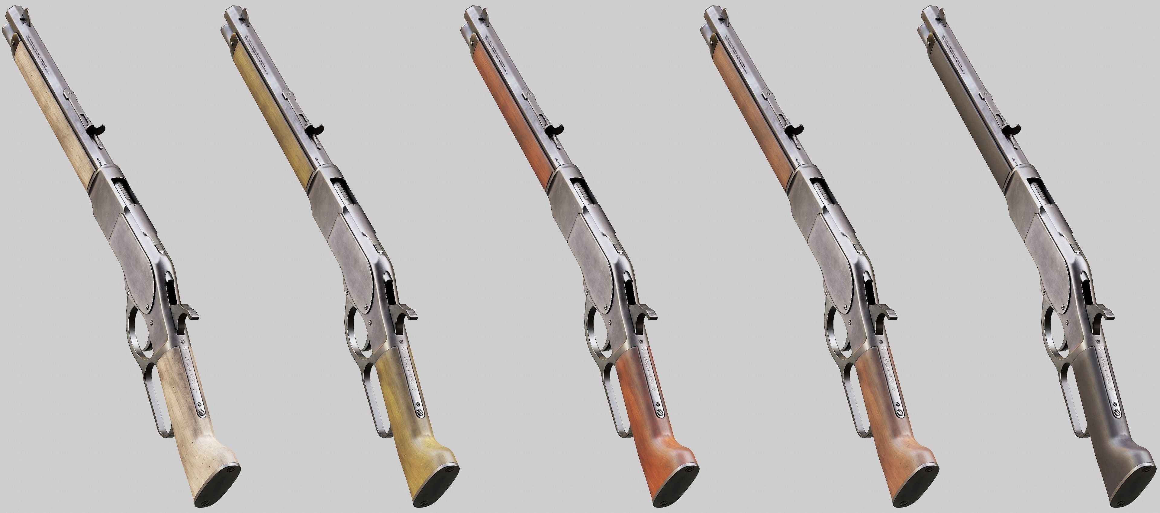 Winchester Model 1873 - Lever Action Rifle Low-poly 3D model_1