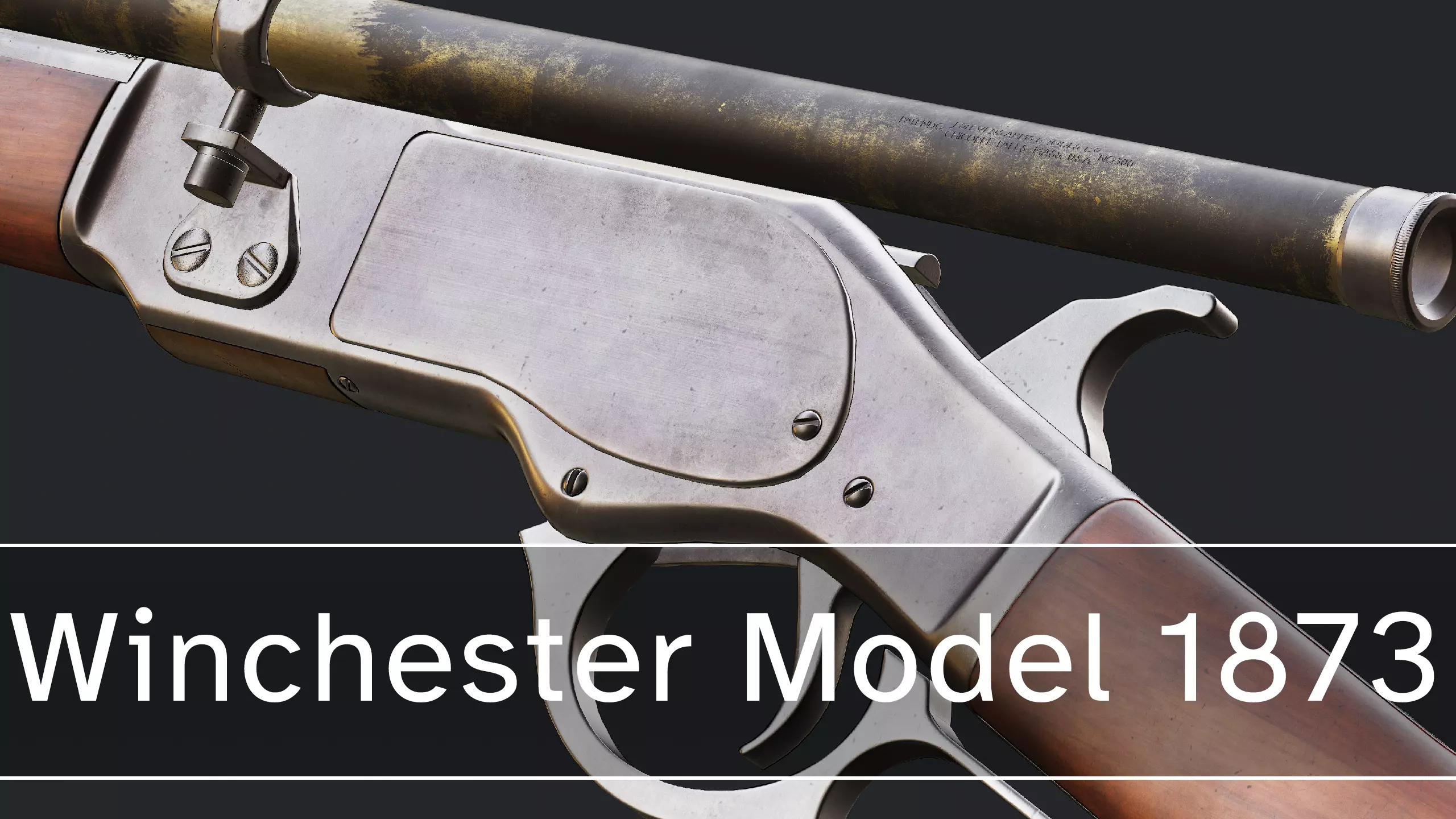 Winchester Model 1873 - Lever Action Rifle Low-poly 3D model_0