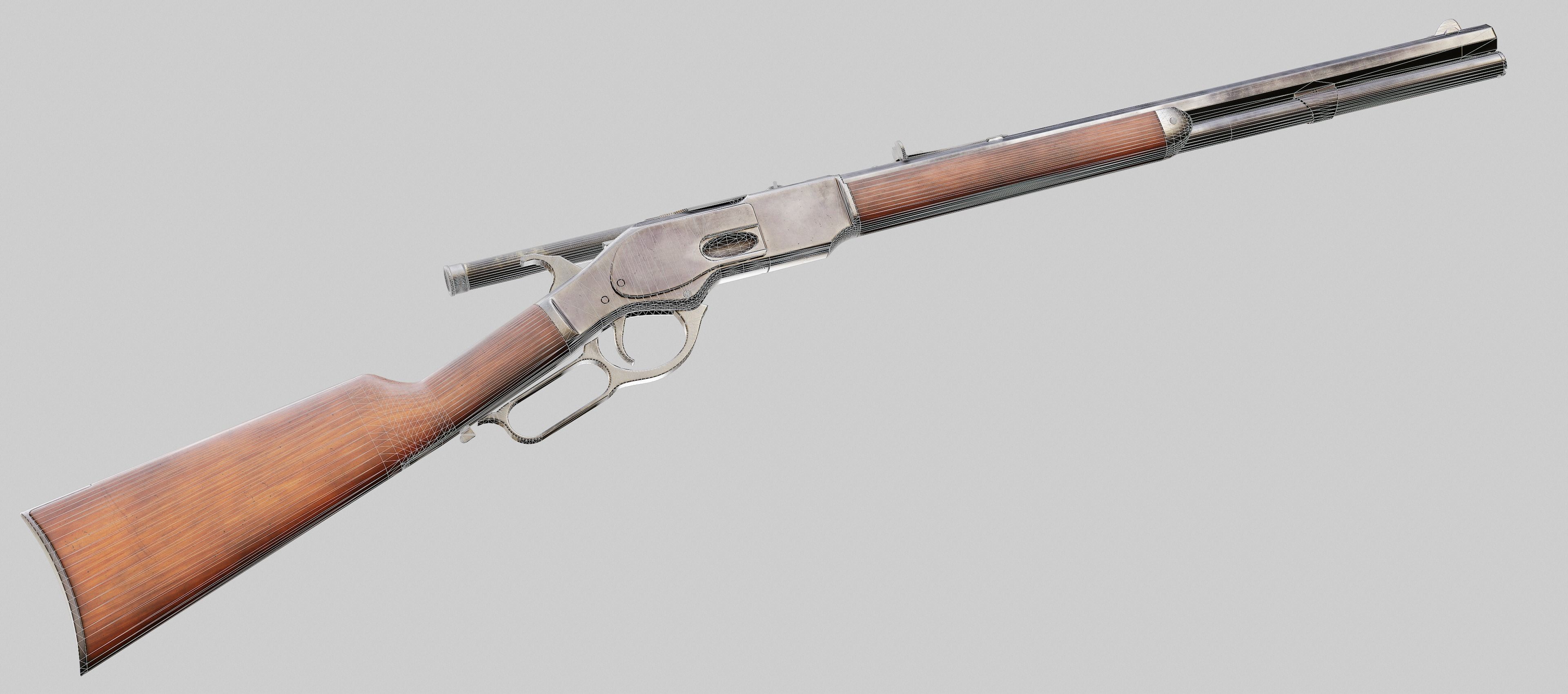 Winchester Model 1873 - Lever Action Rifle Low-poly 3D model_5