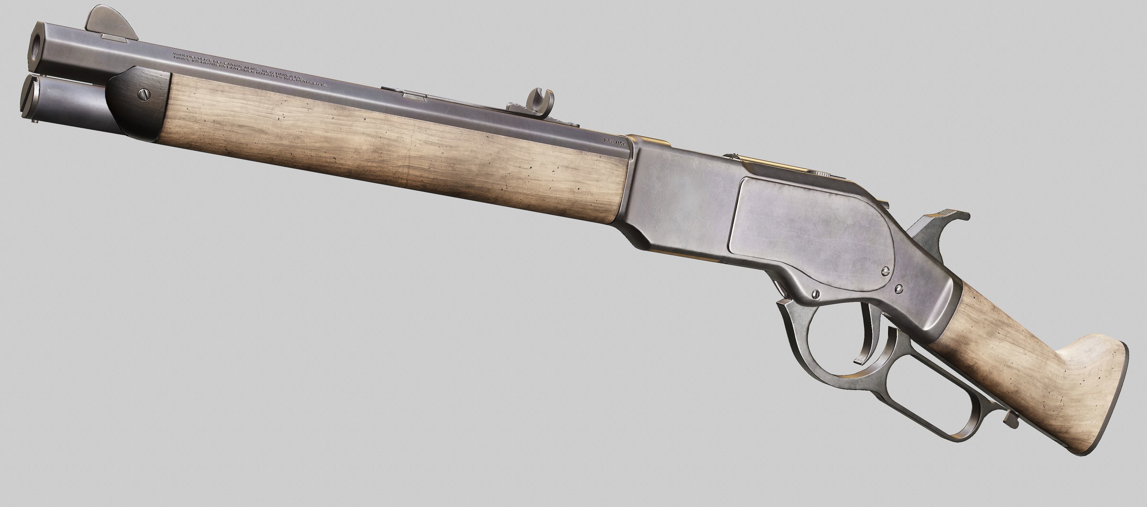 Winchester Model 1873 - Lever Action Rifle Low-poly 3D model_2